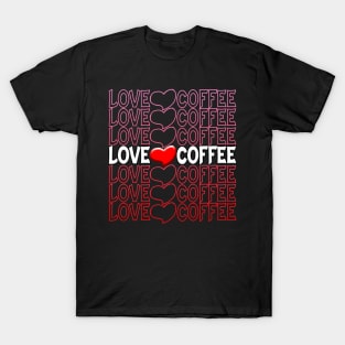 Love Coffee Heart Repeat Text Red T-Shirt